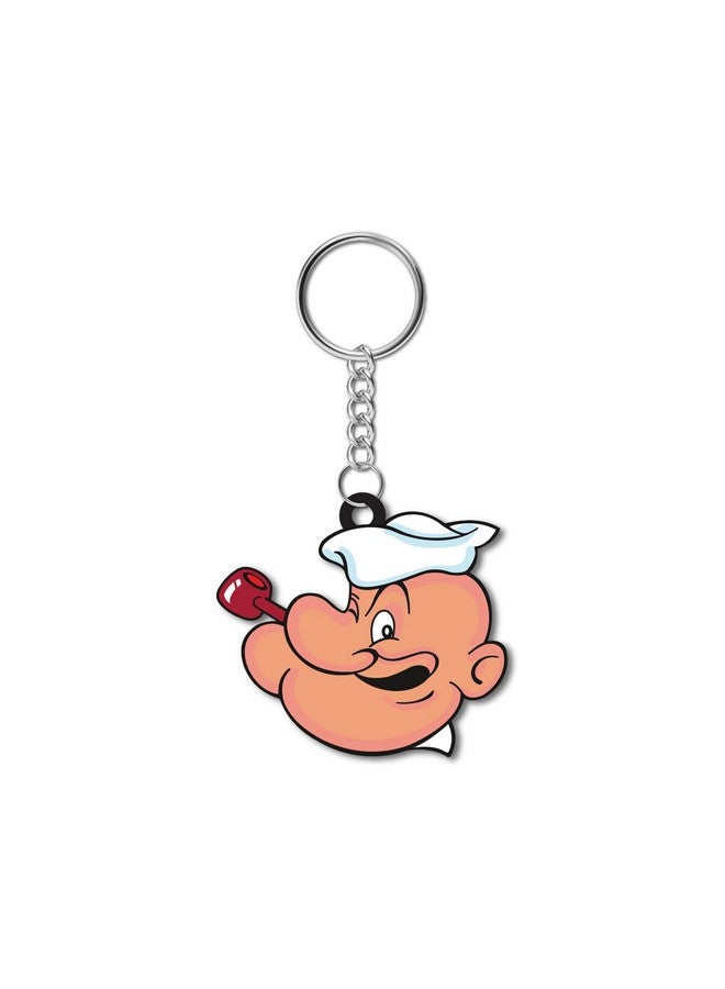 Bhai Please Popeye Wooden Keychain For Car, Bike, Office, Home (Pack Of 1) Multicolour Key Chain With Ring | Gift Men, Women, Girls, Boys, Him And Her, Multicolor) - Image 1