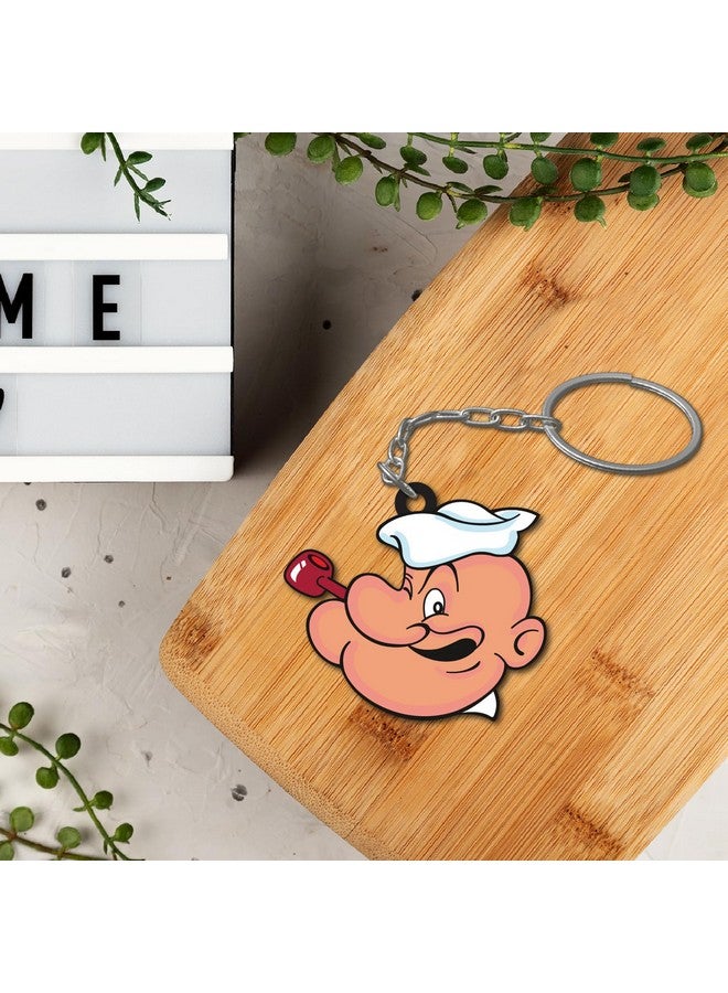 Bhai Please Popeye Wooden Keychain For Car, Bike, Office, Home (Pack Of 1) Multicolour Key Chain With Ring | Gift Men, Women, Girls, Boys, Him And Her, Multicolor) - Image 2