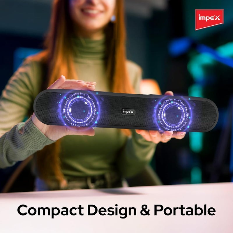 Impex بلوتوث مكبر الصوت مع 1600W PMPO، بطارية 2000mAh، بلوتوث 5.3، أضواء RGB، مزدوج مشعاعات سلبية، USB / TF / AUX / FM / TWS / اليد الحرة، نوع C الشحن، 2 سنة الضمان، ABS المعدنية الجسم - BTS 2012 - Image 5