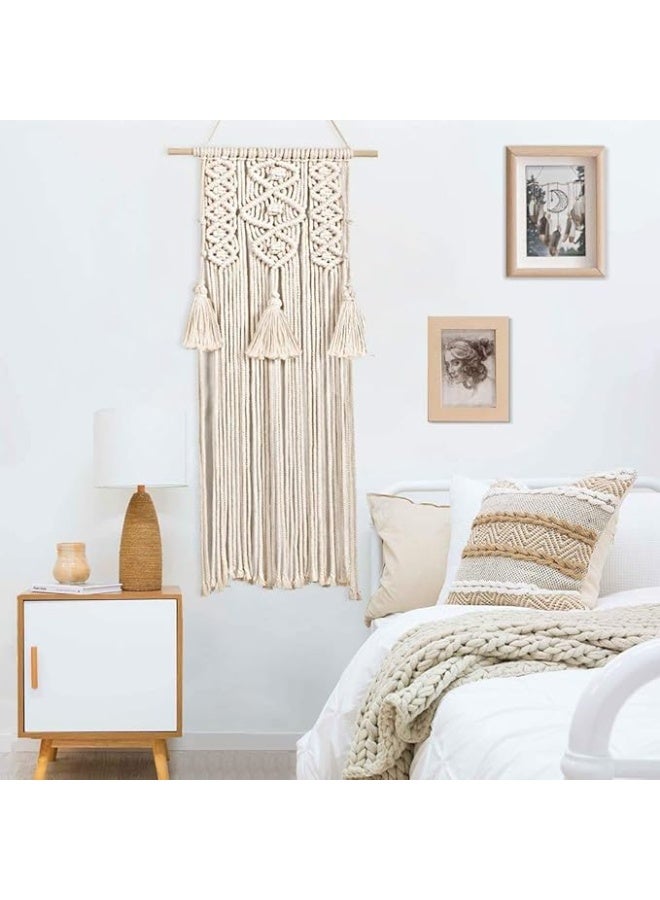 انتيكيانو مكرمية من نسيج محبوك بتصميم بوهيمي للتعليق على الحائط وتزيين الشقق وعرف الاطفال وغرفة النوم - ديكور حفلات لتزيين الحائط، عاجي - Image 1