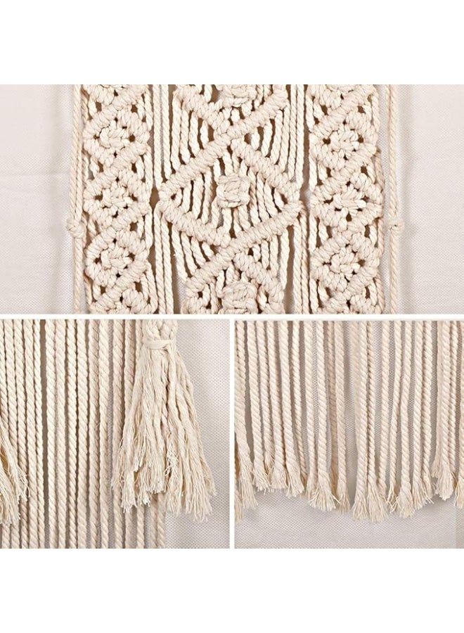 انتيكيانو مكرمية من نسيج محبوك بتصميم بوهيمي للتعليق على الحائط وتزيين الشقق وعرف الاطفال وغرفة النوم - ديكور حفلات لتزيين الحائط، عاجي - Image 2