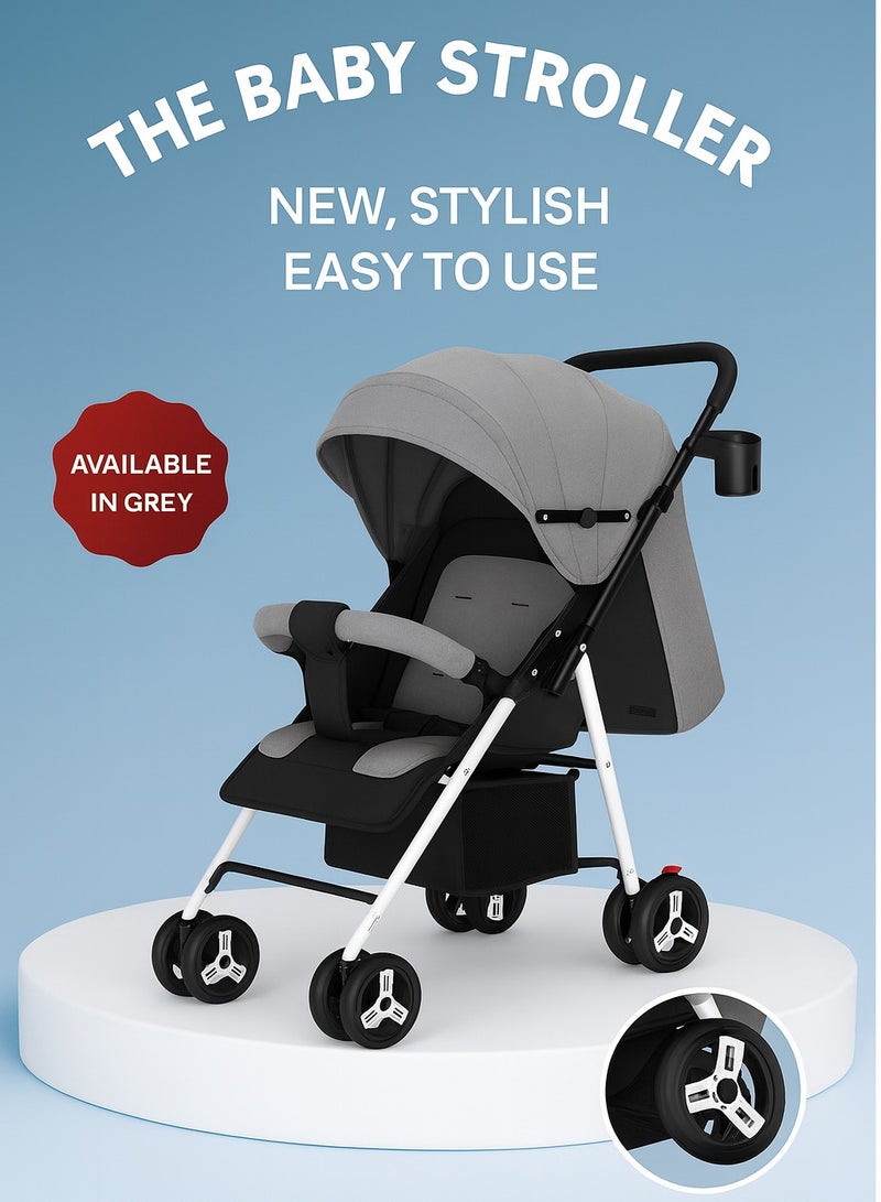 Zaprus Baby Stroller – Lightweight & Foldable Travel System, Portable Infant Pushchair with Multi-Position Adjustable Seat, 5-Point Safety Harness, Storage Basket, Compact Pram for Babies, Toddlers & Kids, Boys & Girls, Cool Grey - Image 1