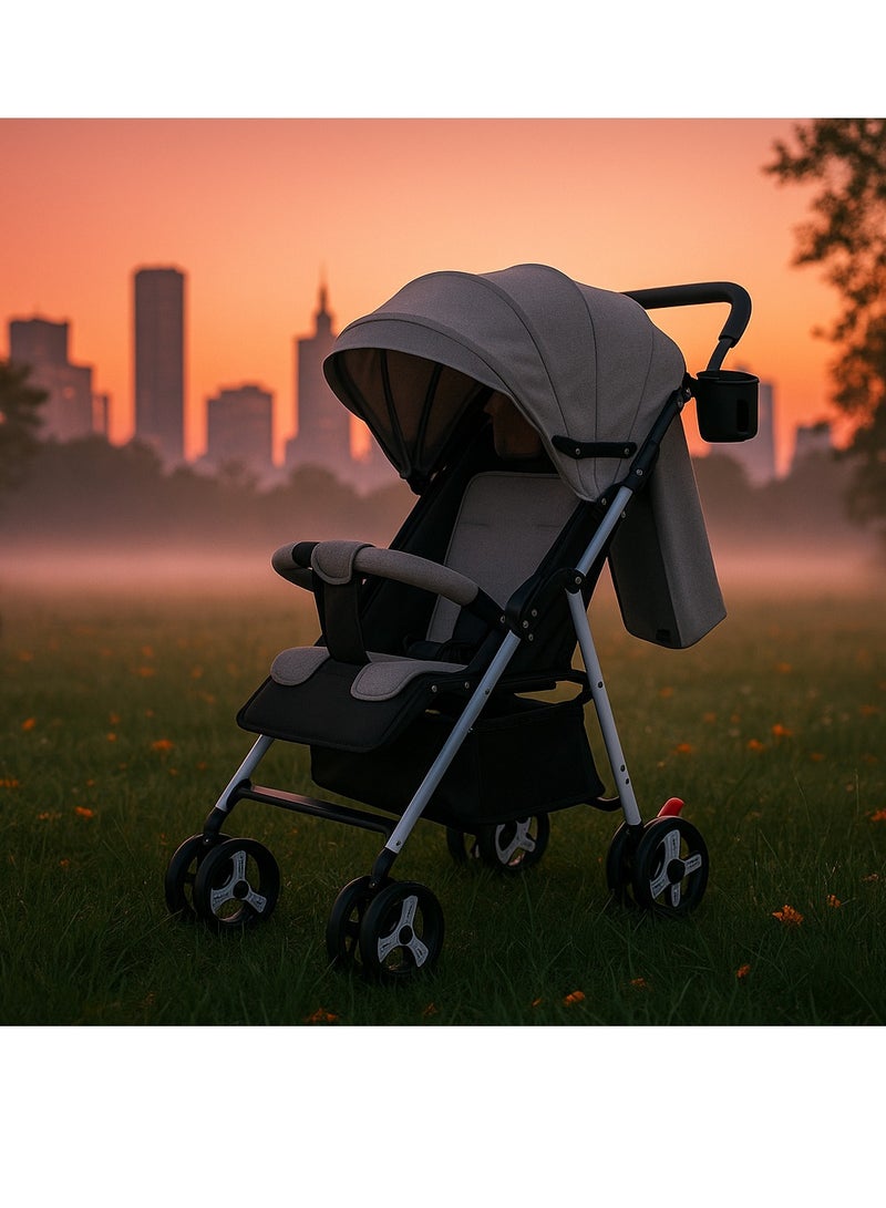 Zaprus Baby Stroller – Lightweight & Foldable Travel System, Portable Infant Pushchair with Multi-Position Adjustable Seat, 5-Point Safety Harness, Storage Basket, Compact Pram for Babies, Toddlers & Kids, Boys & Girls, Cool Grey - Image 5