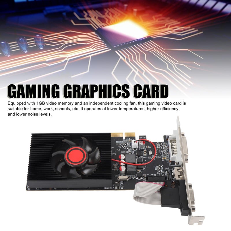 GT220 1GB DDR3 64 بت كرت فيديو للألعاب منفذ PCI Express مع منافذ HDMI و VGA و DVI ومروحة تبريد - Image 3
