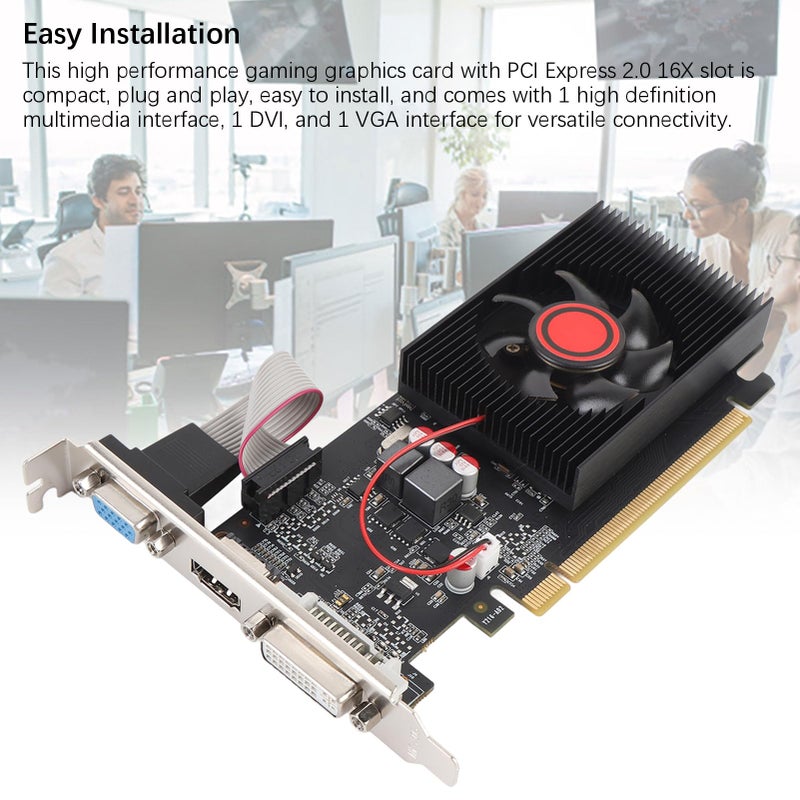 GT220 1GB DDR3 64 بت كرت فيديو للألعاب منفذ PCI Express مع منافذ HDMI و VGA و DVI ومروحة تبريد - Image 5