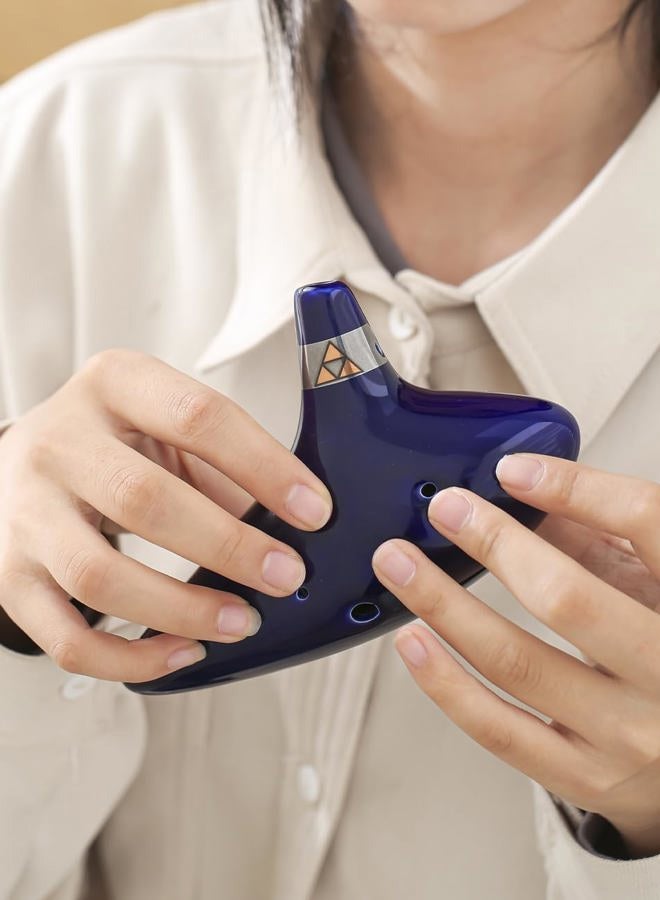 awef Legend of Zelda Ocarina of Time 12 Hole Alto Triforce Link Ocarina Zelda Cosplay Ceramic Exclusive Replica by AWEF (Dark Blue) - Image 5