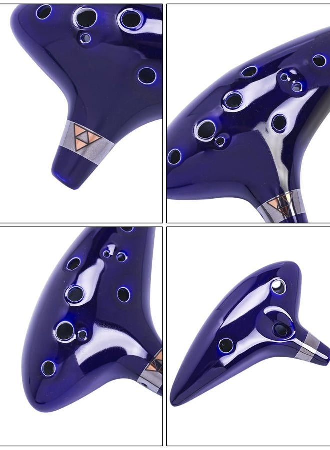 awef Legend of Zelda Ocarina of Time 12 Hole Alto Triforce Link Ocarina Zelda Cosplay Ceramic Exclusive Replica by AWEF (Dark Blue) - Image 4