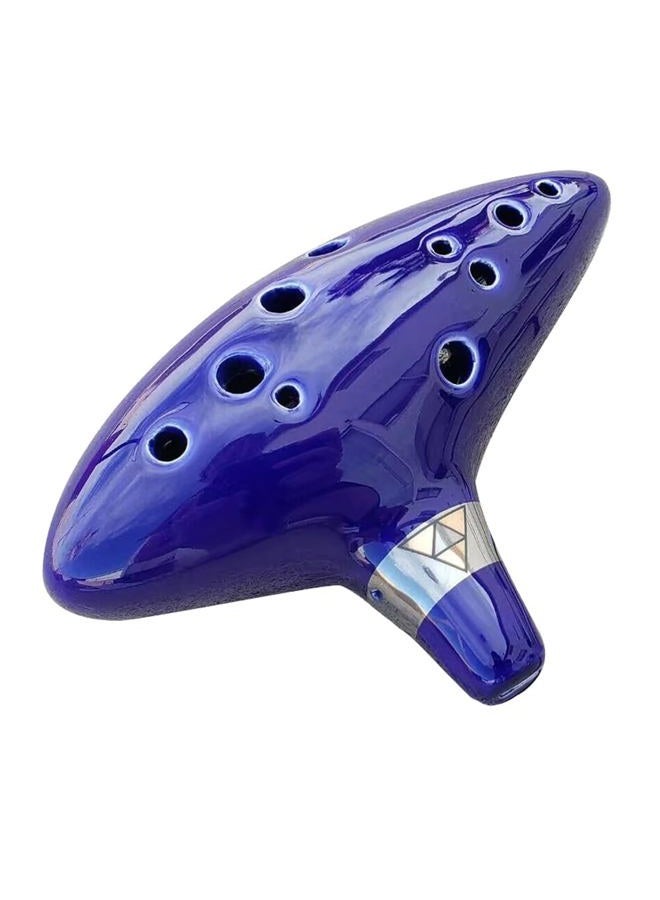 awef Legend of Zelda Ocarina of Time 12 Hole Alto Triforce Link Ocarina Zelda Cosplay Ceramic Exclusive Replica by AWEF (Dark Blue) - Image 1