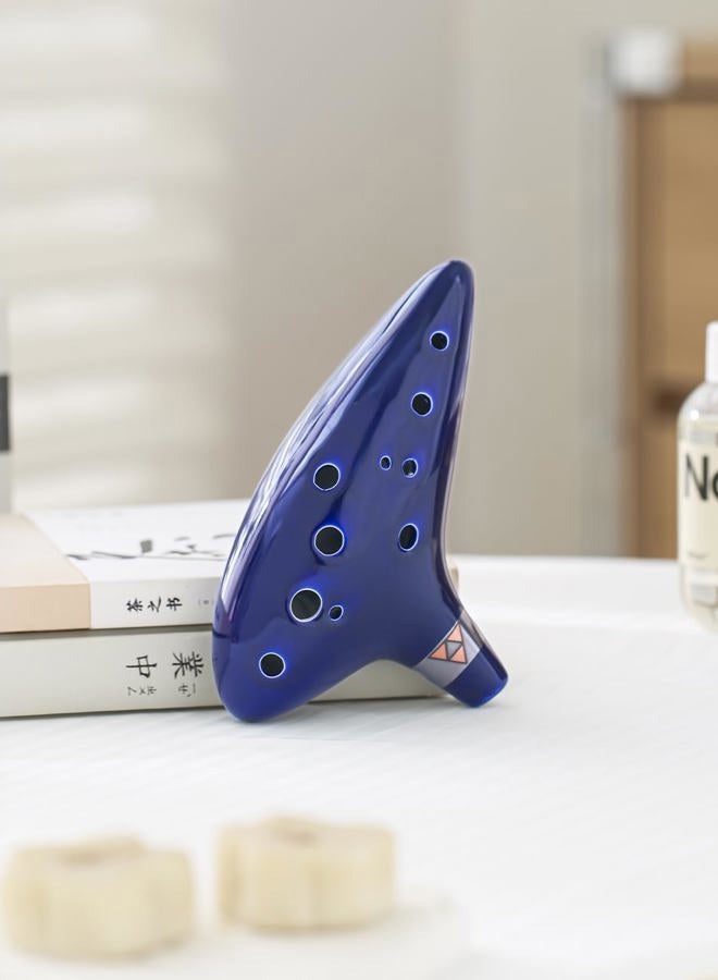 awef Legend of Zelda Ocarina of Time 12 Hole Alto Triforce Link Ocarina Zelda Cosplay Ceramic Exclusive Replica by AWEF (Dark Blue) - Image 2
