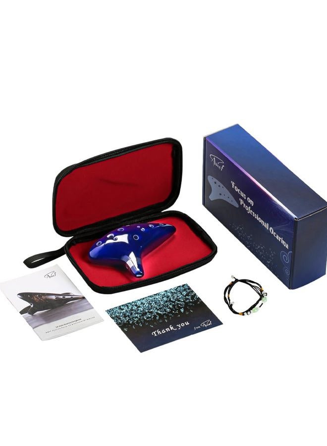 awef Legend of Zelda Ocarina of Time 12 Hole Alto Triforce Link Ocarina Zelda Cosplay Ceramic Exclusive Replica by AWEF (Dark Blue) - Image 3