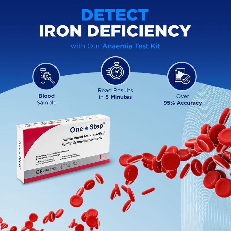 One Step Anaemia Test Kit Iron Deficiency Ferritin Testing Blood Anemia Test One Step 2 Tests - Image 2