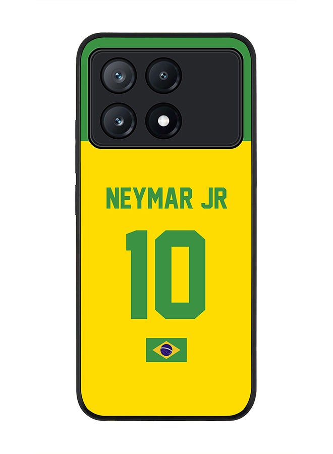 Stylizedd Rugged Black Edge Case for Xiaomi Poco X6 Pro, Slim fit Case Thin Cover -  Football Team - Brazil, Player Name - Neymar Jr - Image 1