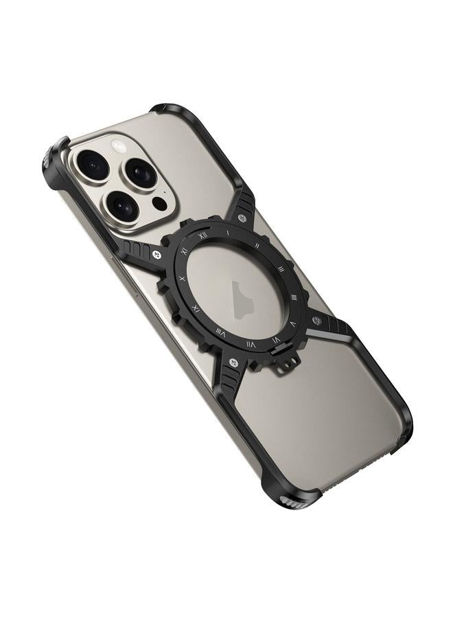 اس-توب حافظة لهاتف iPhone 15 / 14 / 13 Mechanical Gear MagSafe Holder حافظة هاتف معدنية بدون حواف - Image 2