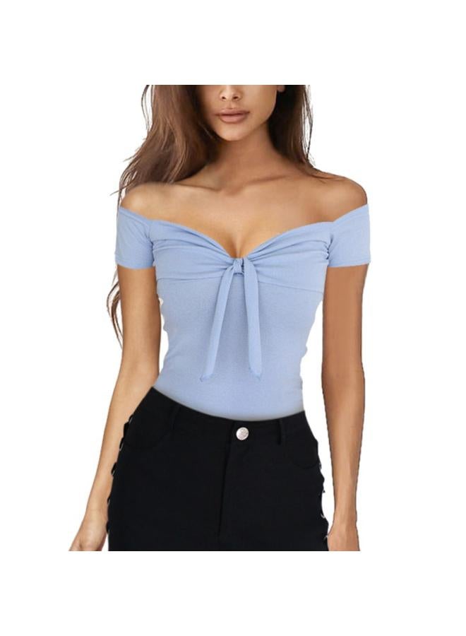 Women's Spring New V-neck Beach Party Slim T-shirt 