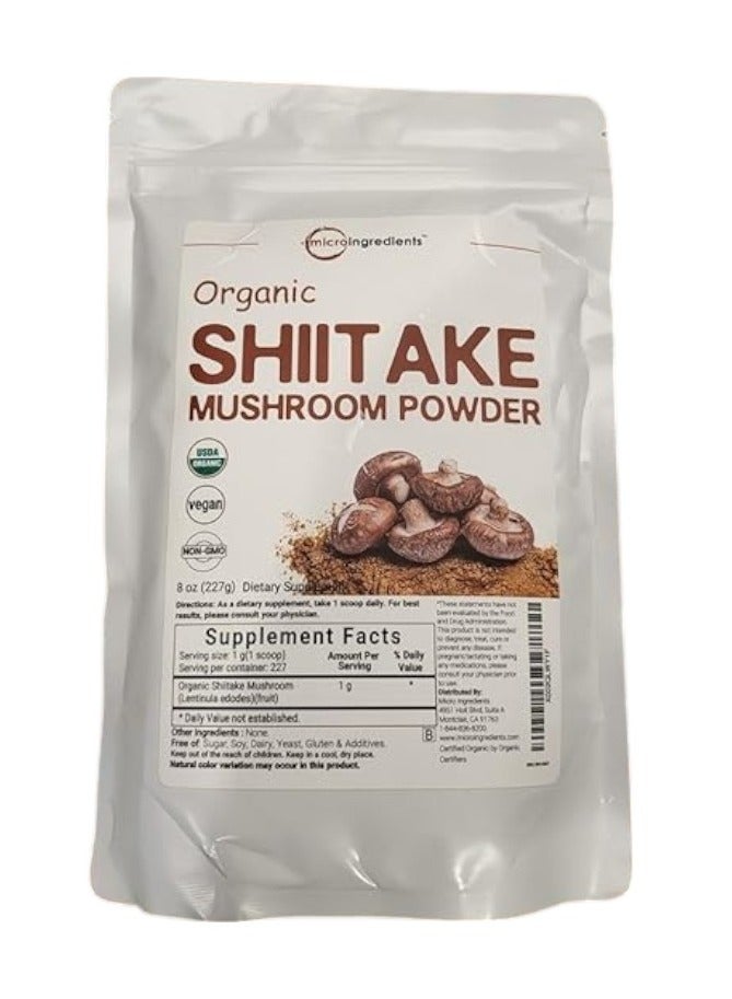Micro Ingredients Organic Shiitake Mushrooms Powder, 8 Ounce, Made from The Finest Dried Shiitake Mushroom, Stronger Umami Flavor Than Fresh Mushrooms, Great for Sauce, Soup and Pasta - Image 1
