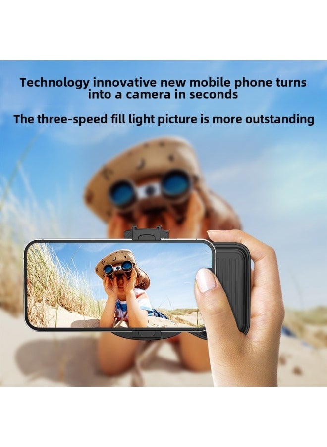 Hot-selling Portable Mobile Phone Bluetooth Photographer Shake Tone Self-timer Brush Video Artifact Smart Photography Handle-Color:Shooting Aid Black + Beauty Fill Light - Image 3