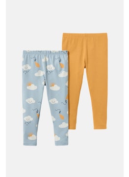 Tchibo Kids Girl 2 Pieces Allover Print Leggings, Light Blue  - Image 2