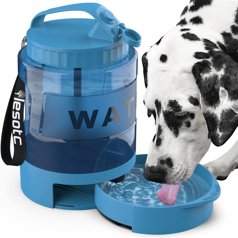 lesotc Dog Water Bowl Dispenser 77oz, Large Pet Dog Water Bottle Portable with Pull-Out Travel Water Bowl for Dogs, Portable Water Bowl for Dogs on The Go, Camping Essentials Hiking Traveling Accessories - Image 1