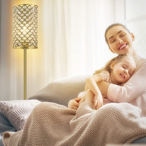 GyroVu Gold Floor Lamp,Elegant Crystal Floor Lamp Modern Standing Lamp with On/Off Foot Switch,Tall Pole Accent Lighting for Living Room, Girl Bedroom, Dresser, Office - Image 5