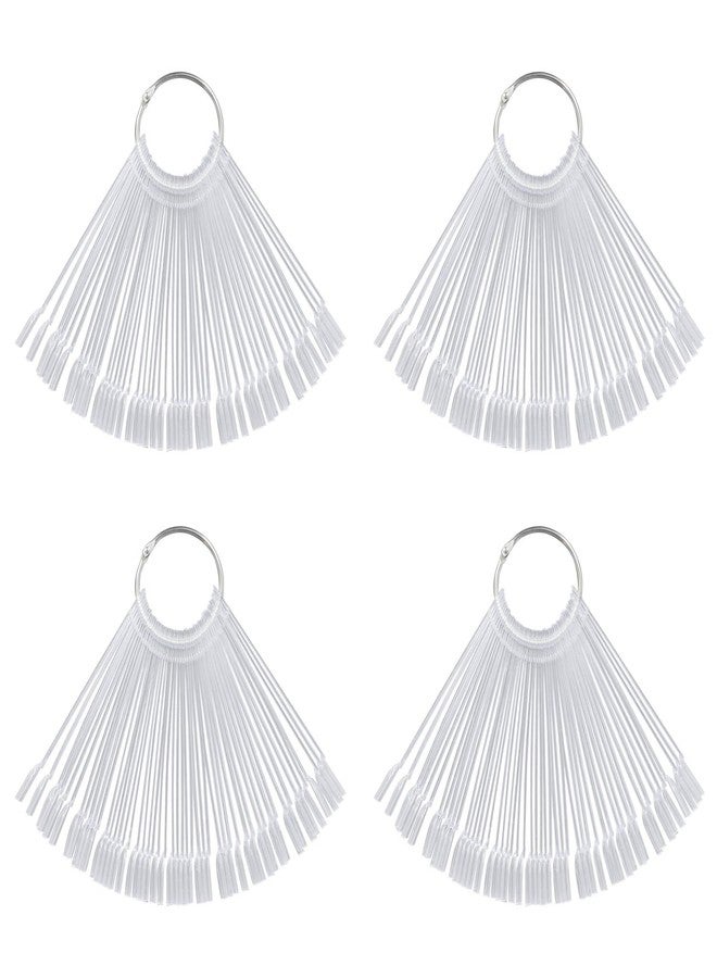 KRISMYA Set of 4 Total 200 Pcs Clear Nail Swatches Sticks, Transparent Fan-shaped Nail Art Tips Display Polish Board Display Practice Sticks Tool with Metal Split Ring Holder - Image 1