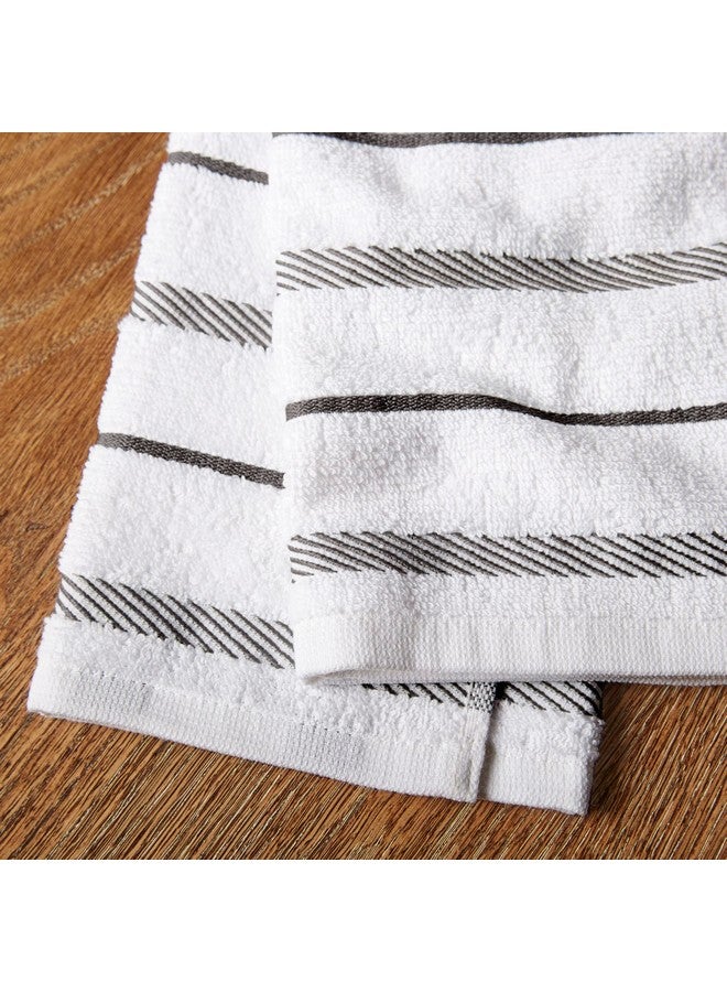 KitchenAid Albany Kitchen Towel 4-Pack Set, Charcoal Grey/White, 16"x26" - Image 3