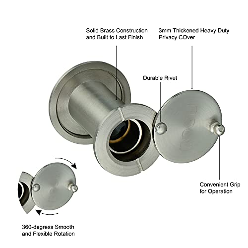 TOGU TG-3016-YG-SN مشاهد باب من النحاس الصلب معتمد من UL بزاوية 220 درجة مع غطاء خصوصية ثقيل للأبواب من 1-3/8" إلى 2-1/6"، تشطيب نيكل مصقول - Image 5