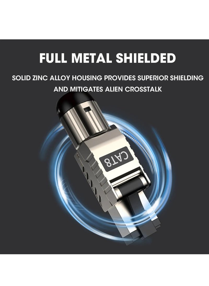 Excefore RJ45 Connectors Tool Free Cat 8, Cat8 Field Termination Plug Shielded RJ45 Modular Plugs for 2000MHz 2GHz 40G Double Shielded Solid LAN Cable 22AWG-24AWG (2-Pack) - Image 2