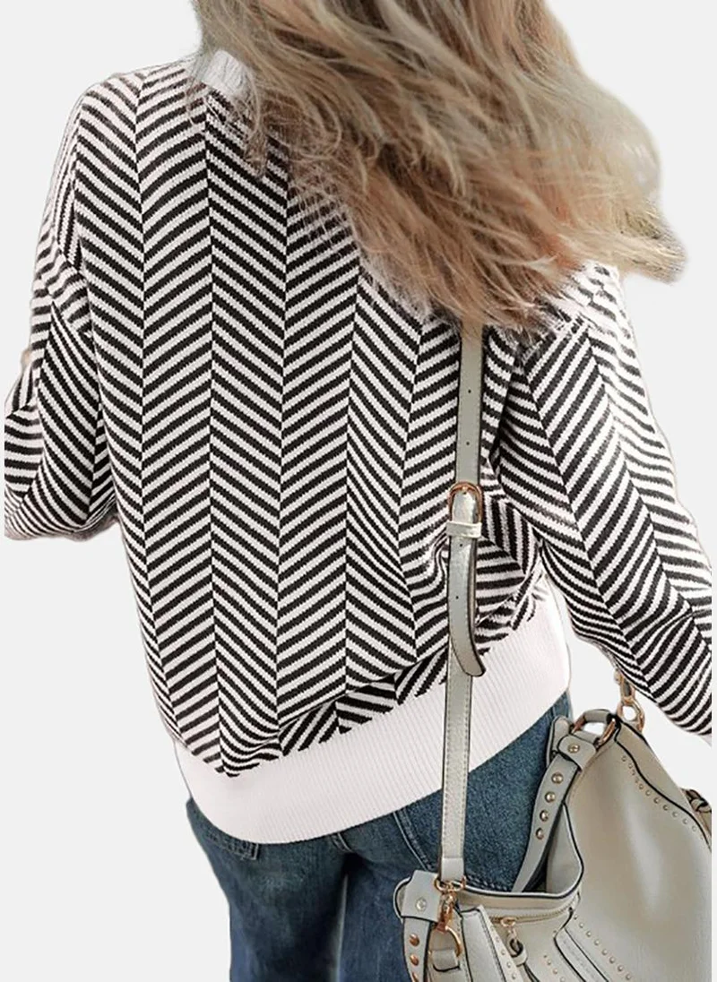 YUNIQEE Women Chevron Printed Pullover Sweaters