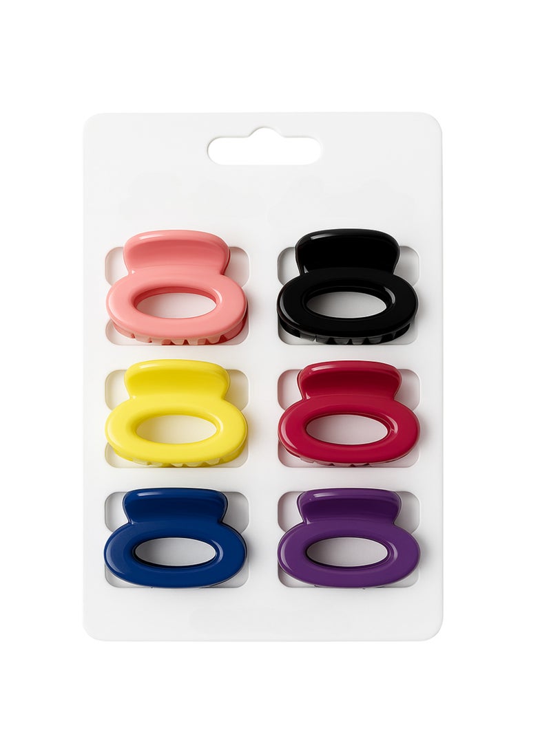 Generic - Hair Claw Clips Set, 6 Pack, Multi-Colour Collection - Image 1
