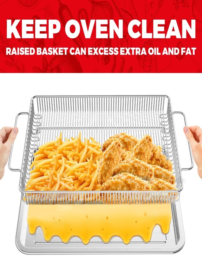 OSJ COOK Air Fryer Basket for Oven, Air Fryer Basket and Stainless Steel Baking Tray Pant Oven Air Fryer Pan Rack for Cooking Baking Dishwasher and Broiling - Image 3