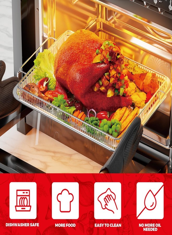OSJ COOK Air Fryer Basket for Oven, Air Fryer Basket and Stainless Steel Baking Tray Pant Oven Air Fryer Pan Rack for Cooking Baking Dishwasher and Broiling - Image 5