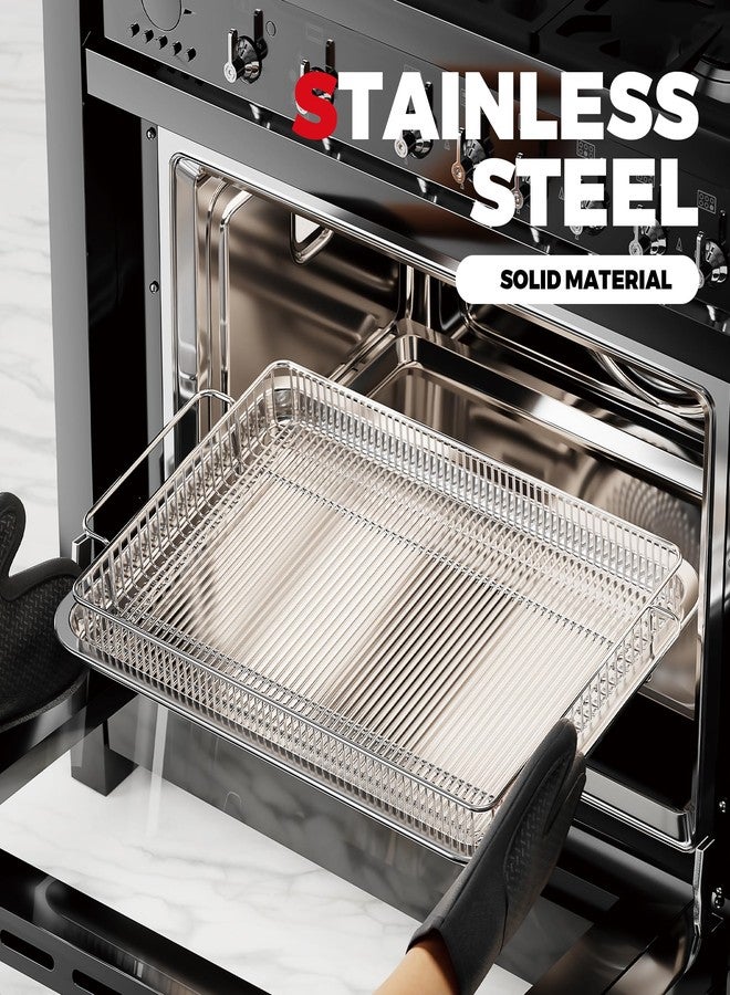 OSJ COOK Air Fryer Basket for Oven, Air Fryer Basket and Stainless Steel Baking Tray Pant Oven Air Fryer Pan Rack for Cooking Baking Dishwasher and Broiling - Image 2