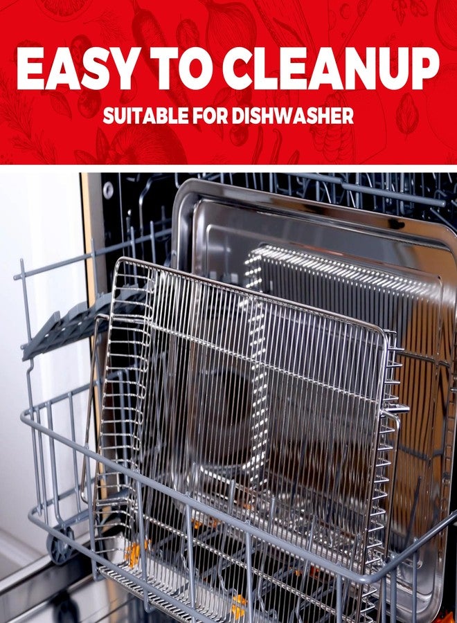 OSJ COOK Air Fryer Basket for Oven, Air Fryer Basket and Stainless Steel Baking Tray Pant Oven Air Fryer Pan Rack for Cooking Baking Dishwasher and Broiling - Image 4