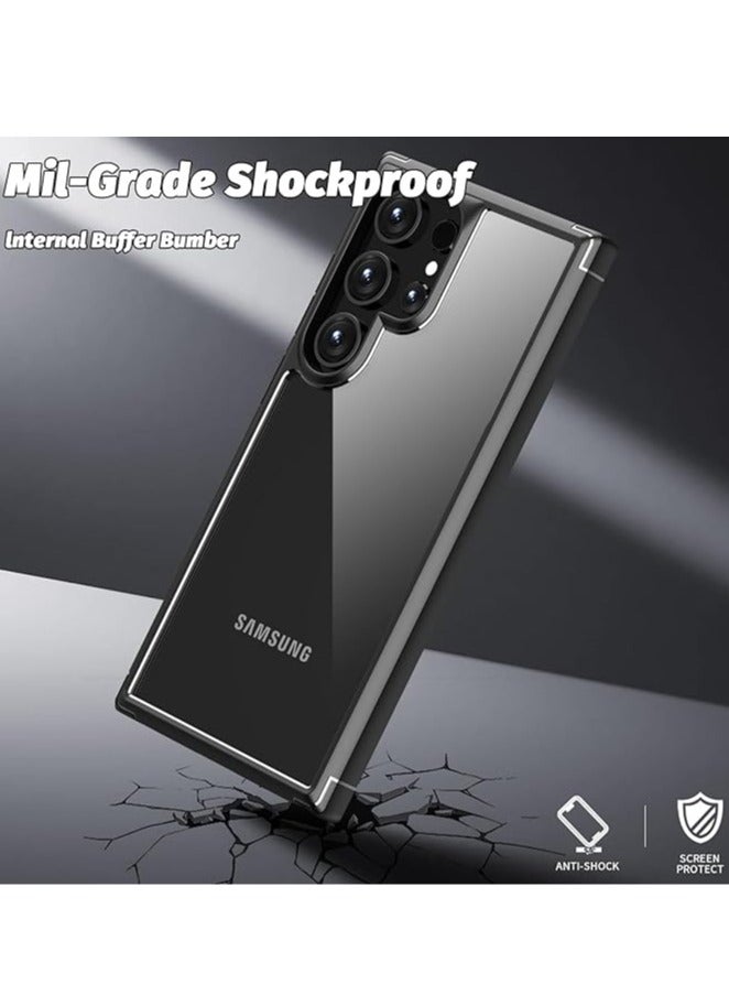 عام لحافظة هاتف Samsung Galaxy S24 Ultra/S24 Plus/S24، تصميم يجمع بين حافة TPU ناعمة وظهر شفاف من PC مع حامي لعدسة الكاميرا. - Image 2