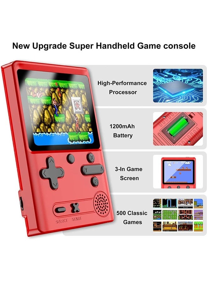 DUNISO Retro handheld game console with 500 classic FC games, 3.0-inch screen, portable, supports connection to TV and two players, red  - Image 3