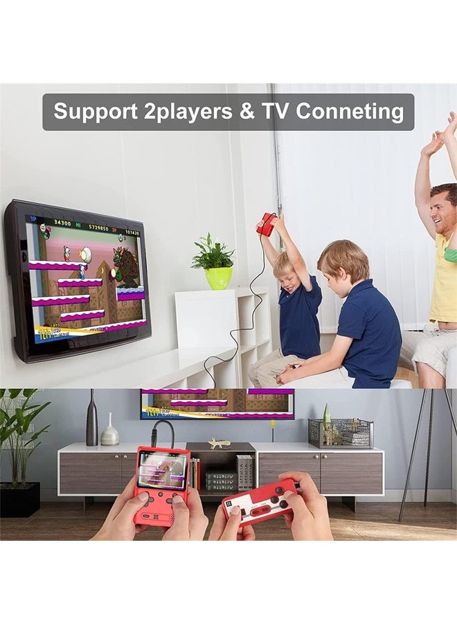 DUNISO Retro handheld game console with 500 classic FC games, 3.0-inch screen, portable, supports connection to TV and two players, red  - Image 4