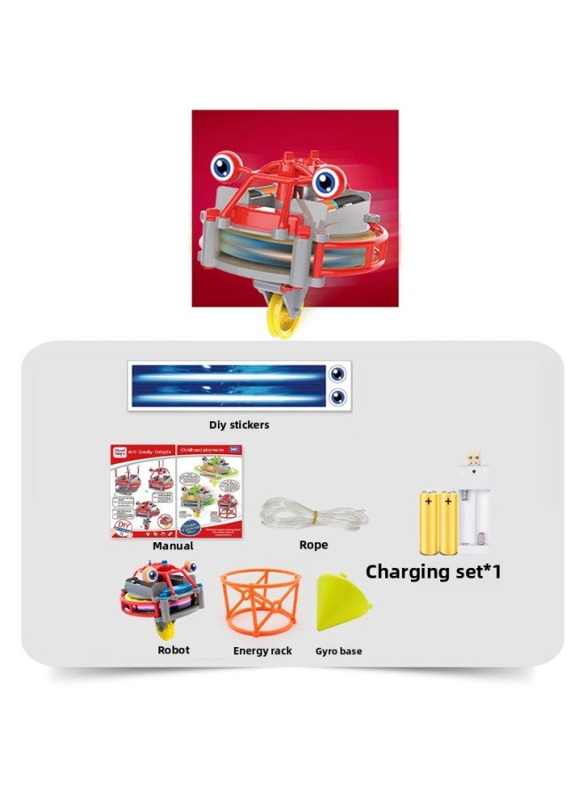 Black Technology Wire Walking Single Wheel Robot Self-balancing Tumbler Interesting Exotic Children's Creative Toys-Color:Steel Wire Wheelbarrow [red] + Charging Suit X1  - Image 1