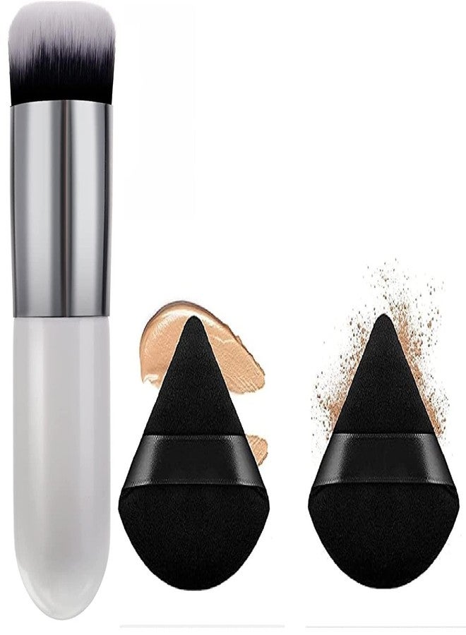 GOLD MAX 2 Pieces Makeup Sponge Blender, Foundation Brush, Triangle Powder Puffs Face Cosmetic Powder Puff Washable Reusable Soft Plush Synthetic Foundation Makeup Brush - Image 1