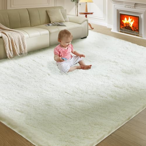 Fairblink 5X8 Ultra Soft Rug for Living Room, Fluffy Shag Area Rug for Bedroom, Modern Shaggy Carpets Fuzzy Rug for Teens Dorm Nursery Home Decor Aesthetic, Upgrade Anti-Skid Durable, Cream White - Image 1