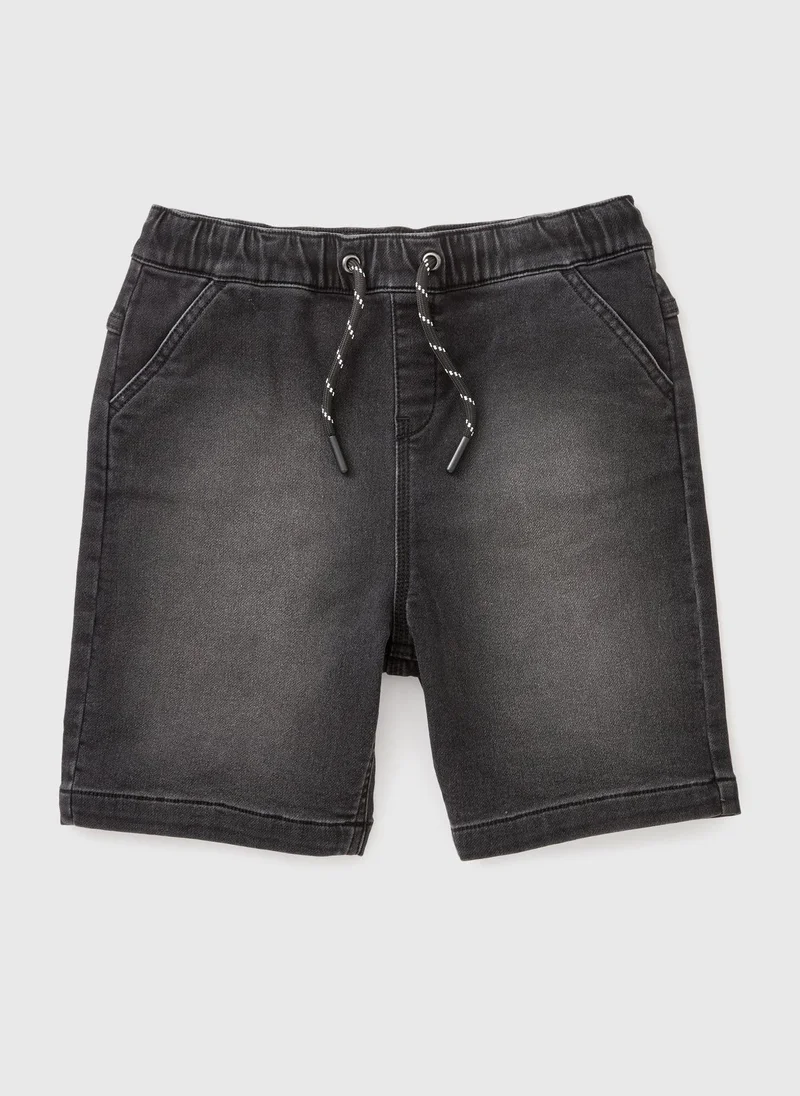 Matalan Boys Black Knitted Denim Shorts