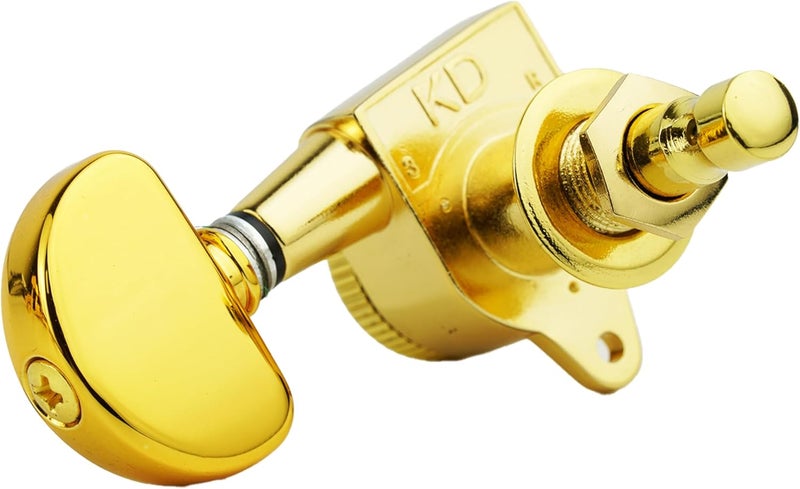 guyker 6Pcs Guitar Locking Tuners (3L + 3R) – 1:21 Lock String Tuning Key Pegs Machine Heads with Half-Circle Handle Replacement for LP SG Style Electric, Folk or Acoustic Guitars – Golden - Image 5