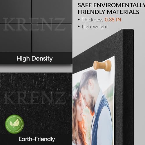 KRENZ Self Adhesive (30 X 30 CM) Bulletin Notice Board with 10 Drawing Pins Multi Purpose Notice Board for Home Office School Message Board for Notes Photos Jewelry Wall Board (Pack of 2, Black) - Image 4