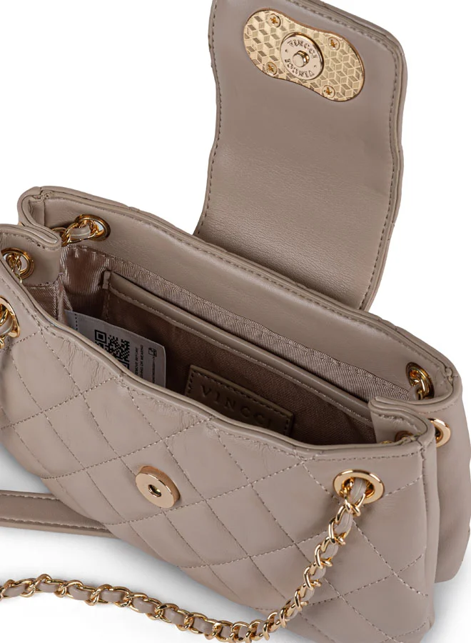 Vincci Women Quilted Shoulder Bag With Chain detail