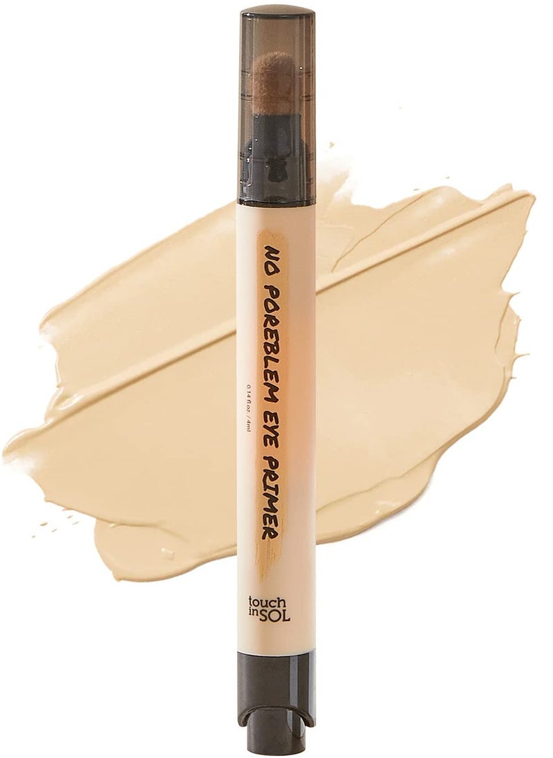 Touch in Sol TOUCH IN SOL No Poreblem Eye Primer - Eyeshadow Primer with Push Click Pen and Sponge Tip - Long-Lasting Eyeshadow Base without Smudging and Creasing, 0.14 fl.oz.  - Image 1