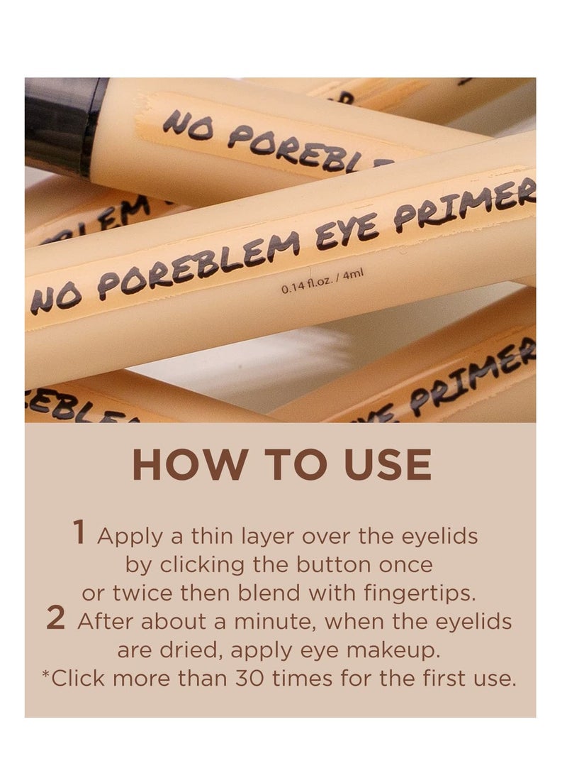 Touch in Sol - TOUCH IN SOL No Poreblem Eye Primer - Eyeshadow Primer with Push Click Pen and Sponge Tip - Long-Lasting Eyeshadow Base without Smudging and Creasing, 0.14 fl.oz. - Image 1