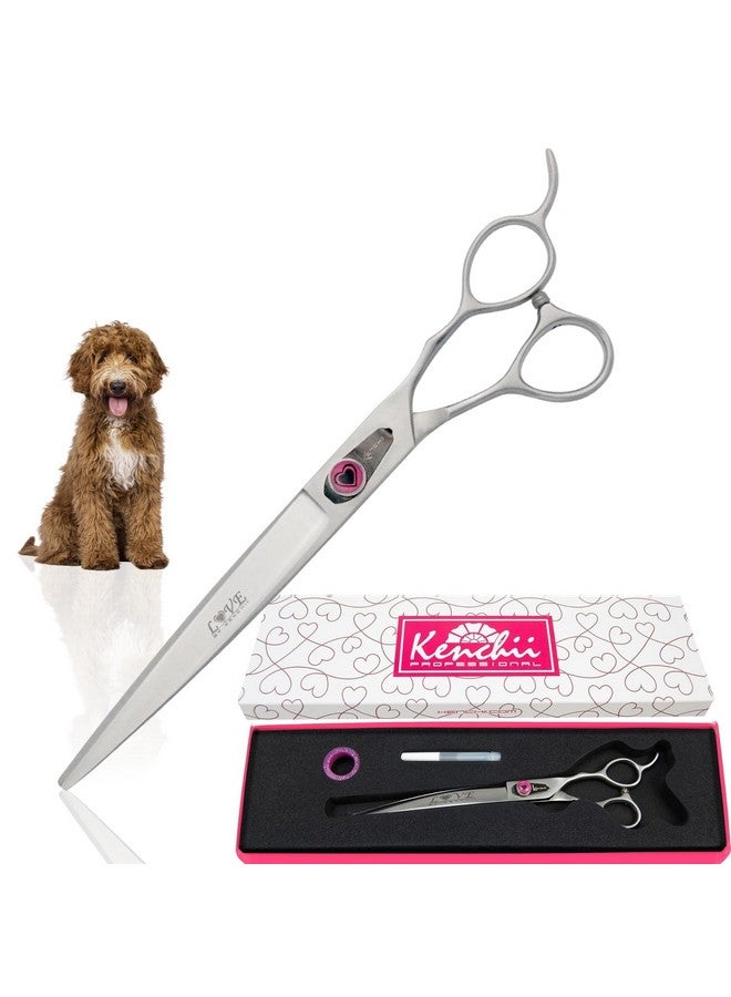 Kenchii Love Left Handed Dog Grooming Scissors, 8 Inch Curved Shears, Dog Scissors for Grooming, Professional Pet Grooming Scissors, Curved Dog Grooming Scissors - Image 1