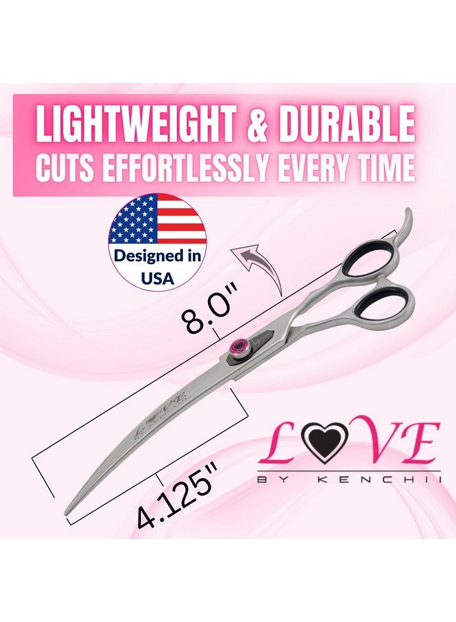 Kenchii Love Left Handed Dog Grooming Scissors, 8 Inch Curved Shears, Dog Scissors for Grooming, Professional Pet Grooming Scissors, Curved Dog Grooming Scissors - Image 2
