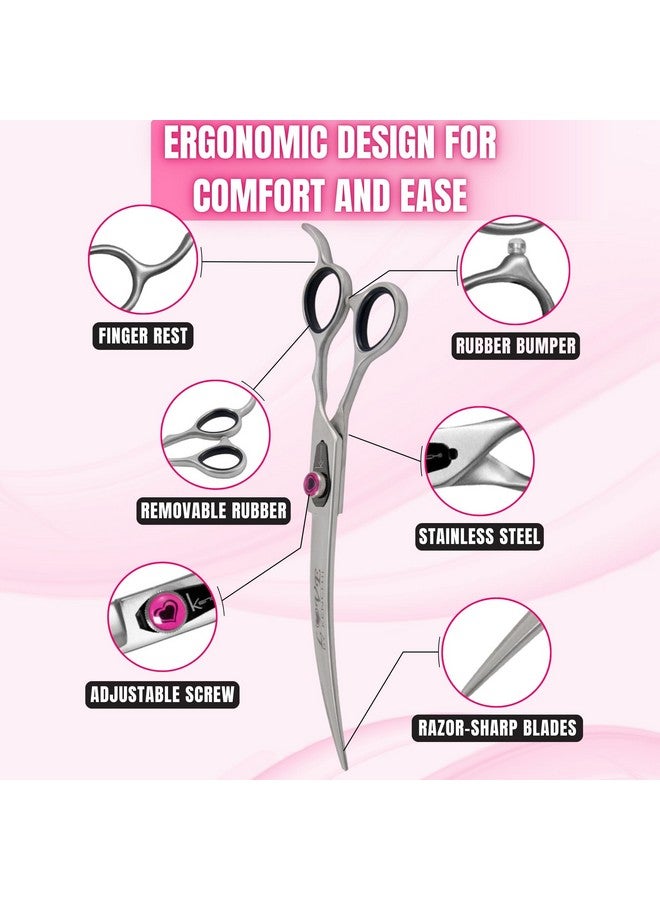 Kenchii Love Left Handed Dog Grooming Scissors, 8 Inch Curved Shears, Dog Scissors for Grooming, Professional Pet Grooming Scissors, Curved Dog Grooming Scissors - Image 3