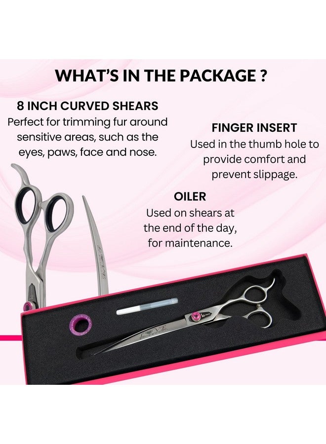 Kenchii Love Left Handed Dog Grooming Scissors, 8 Inch Curved Shears, Dog Scissors for Grooming, Professional Pet Grooming Scissors, Curved Dog Grooming Scissors - Image 4