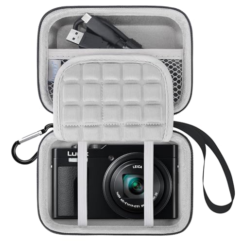 Lacdo Camera Carrying Case for Panasonic LUMIX ZS99ZS300LX10ZS80ZS100ZS70ZS200 Point and Shoot Digital Camera Protective Camera Storage Trave Bag Mesh Pocket fits Batteries Cable BlackGray - Image 1